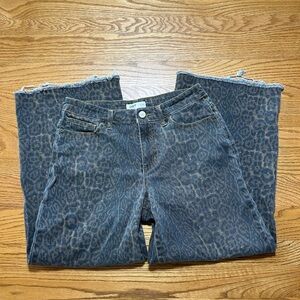 Women’s Oat New York Leopard Print Wide-Leg Jeans Size 4/27